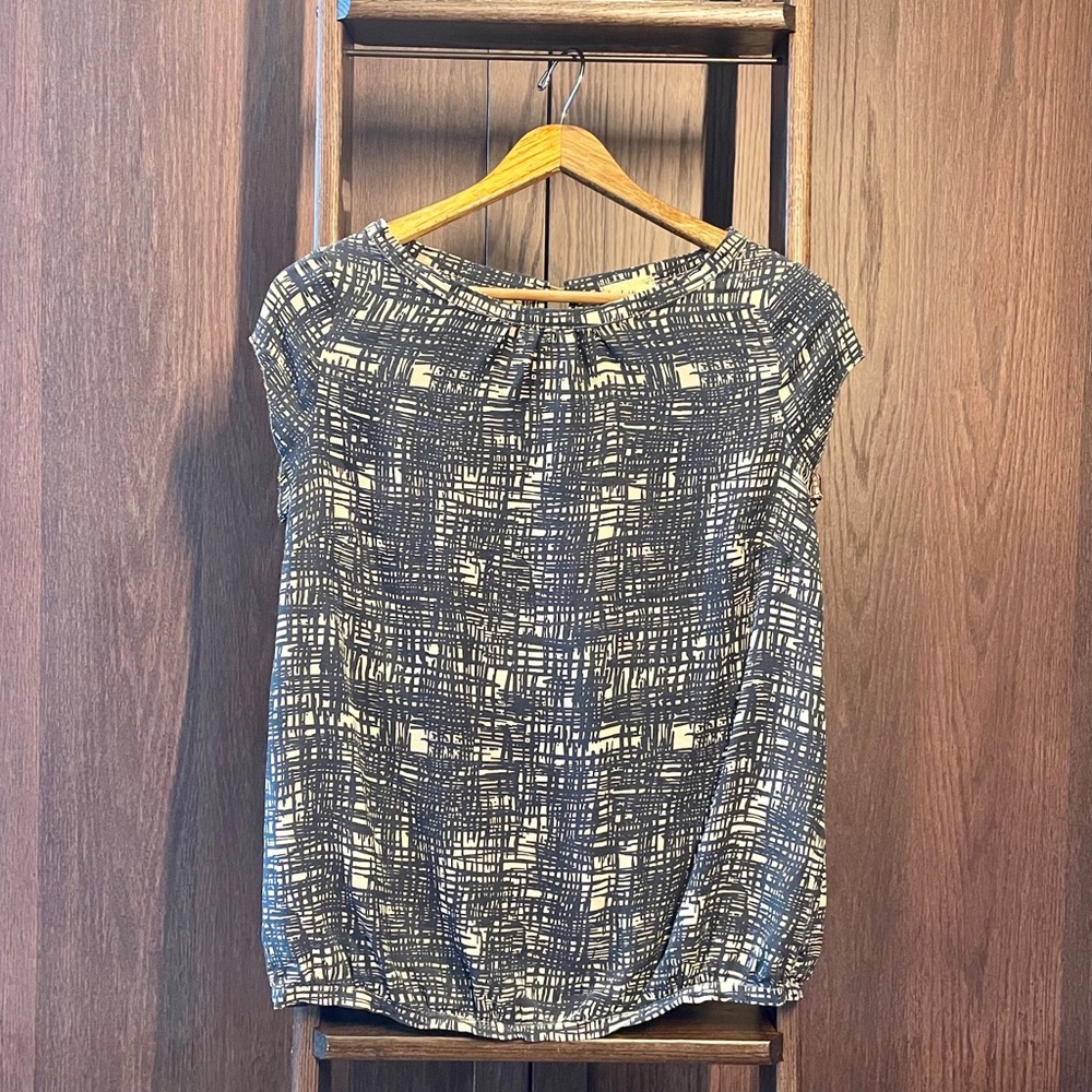 Silk Print Blouson Blouse Made in Italy Sz S